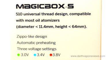 Vangecco Magicbox-S Oil Vaporizer Voltage Settings